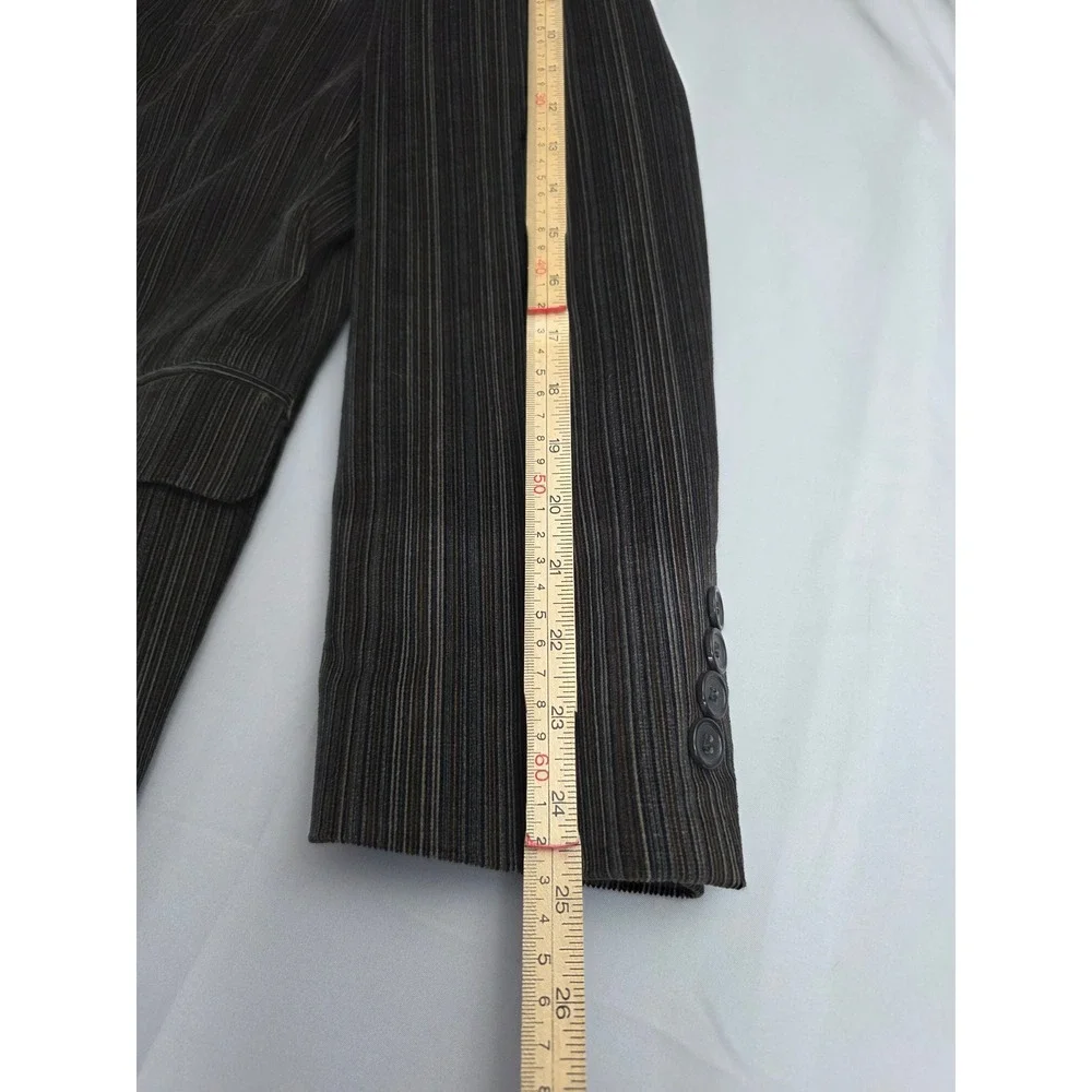 Zagato Signature Collection Mens 42R Brown Striped Cotton 3 Button Blazer Coat